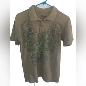 Stranded Olive Green Printed Polo.